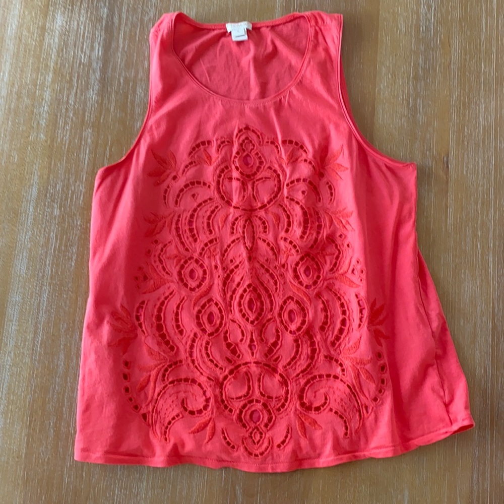 Jcrew top -Small Eyelet top - Coral